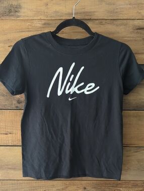 Nike Black Short-Sleeve Tee with White Script Logo